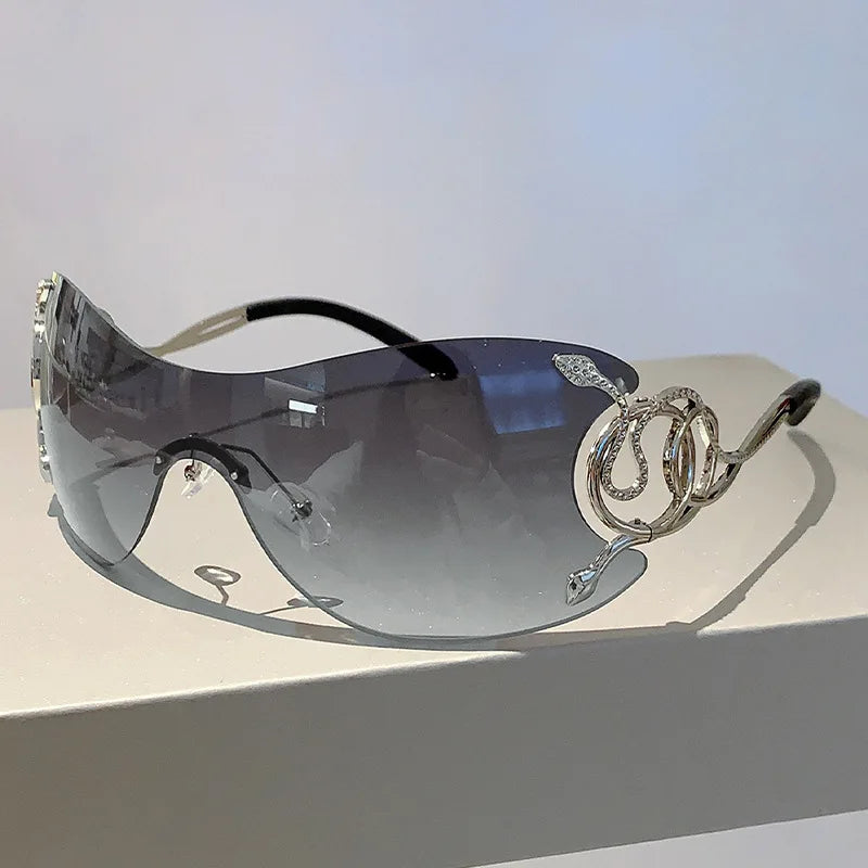 Royale Serpentine – Y2K Rimless Metal Snake Shades