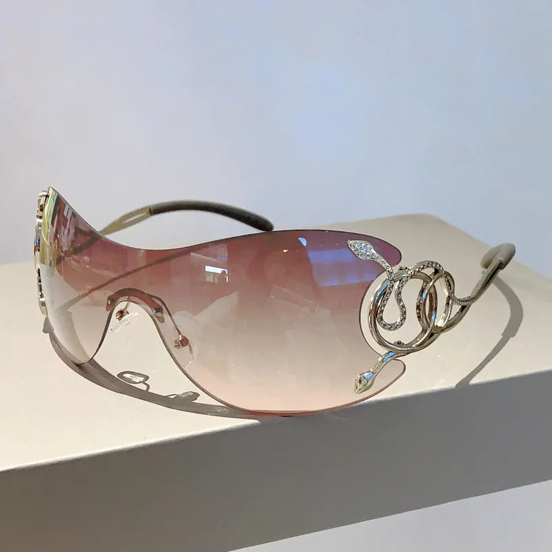 Royale Serpentine – Y2K Rimless Metal Snake Shades