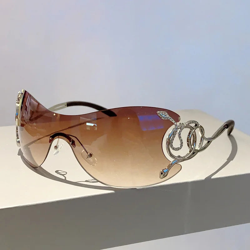 Royale Serpentine – Y2K Rimless Metal Snake Shades