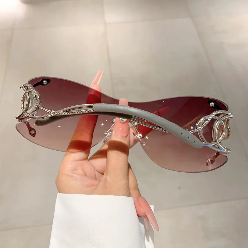 Royale Serpentine – Y2K Rimless Metal Snake Shades