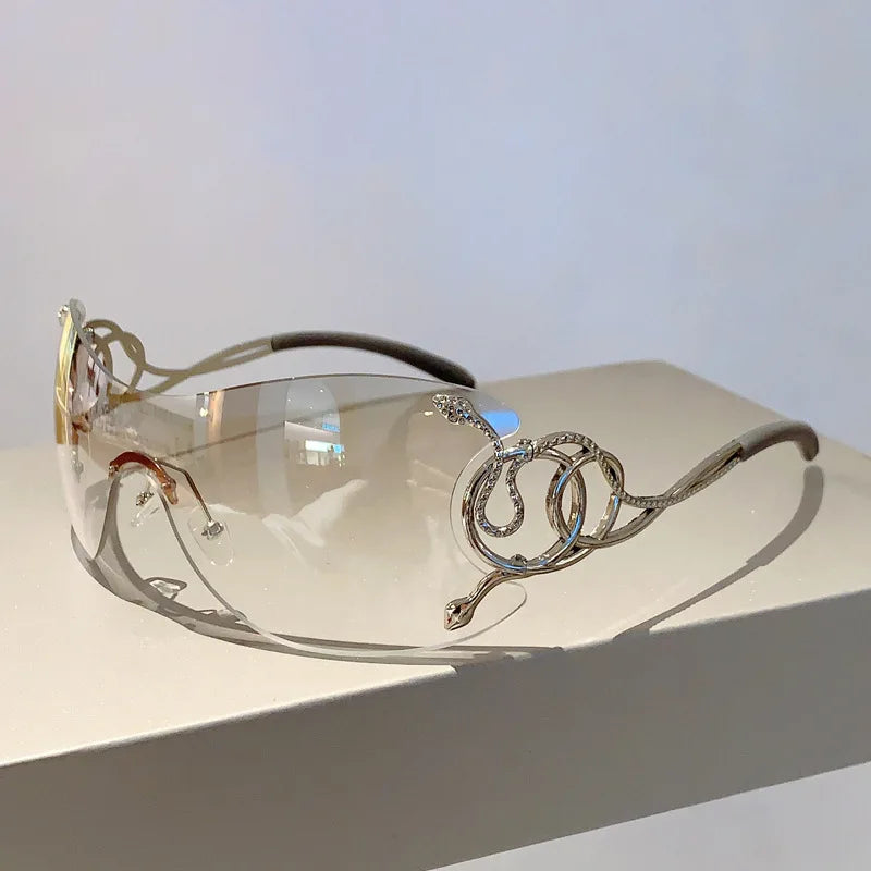 Royale Serpentine – Y2K Rimless Metal Snake Shades